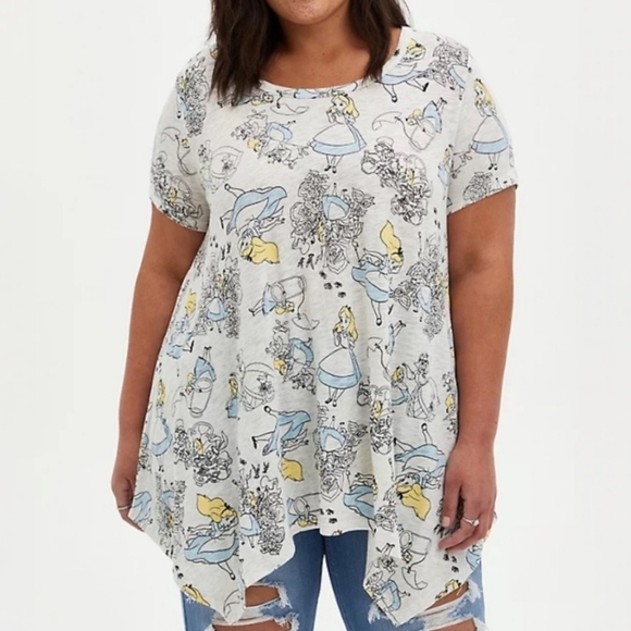 Torrid Disney Alice In Wonderland Handkerchief Knit Top L - Picture 1 of 7
